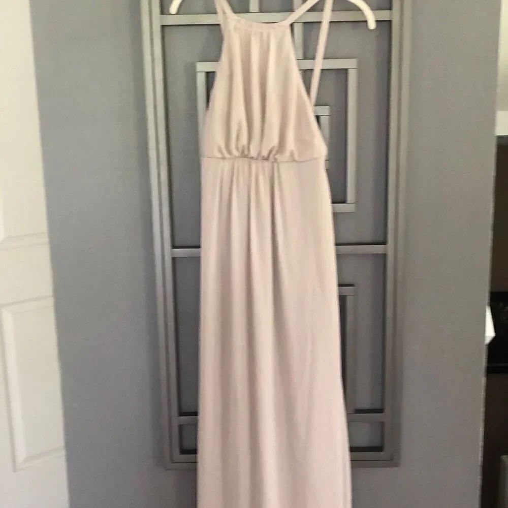 Show me you MuMu taupe blush Maxi dress, high neck, size small
